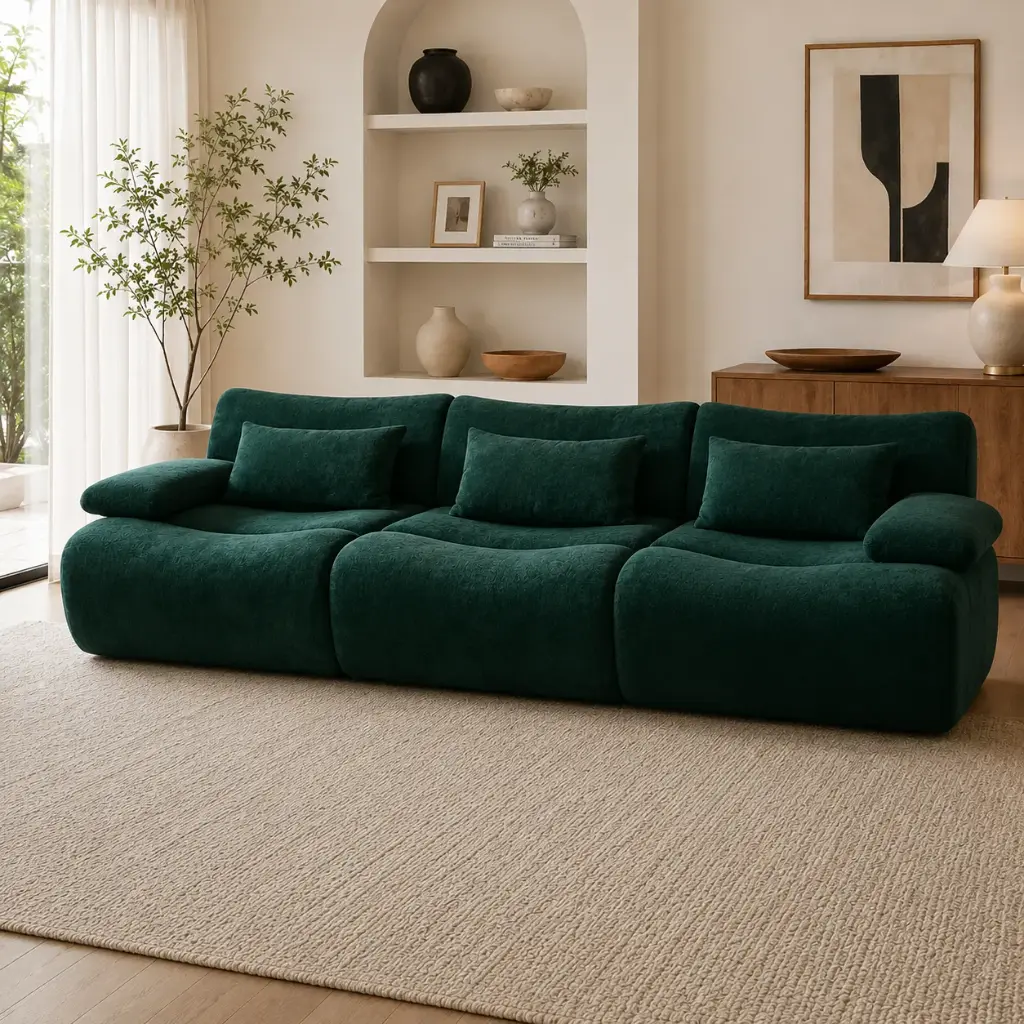 Emerald Velvet Plush Cloud Sofa