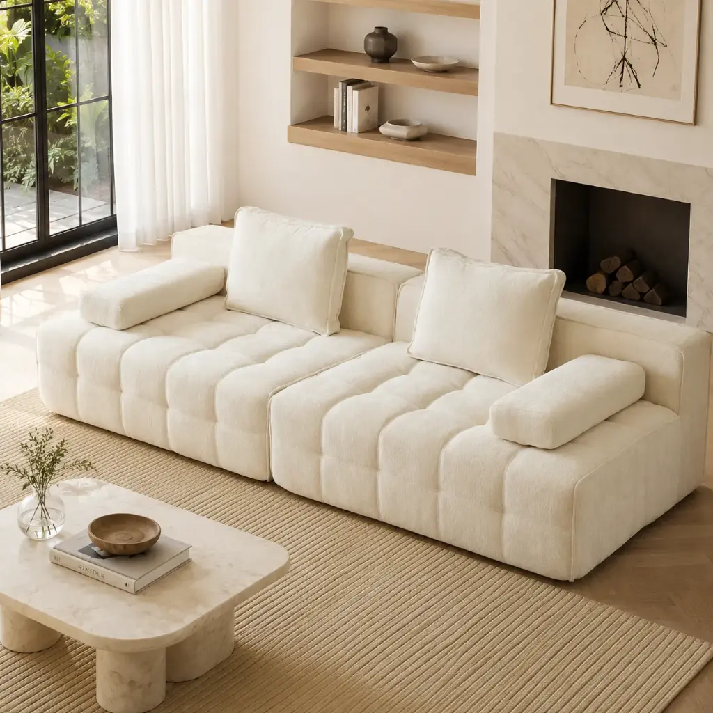 Ivory Ripple Channel Sectional