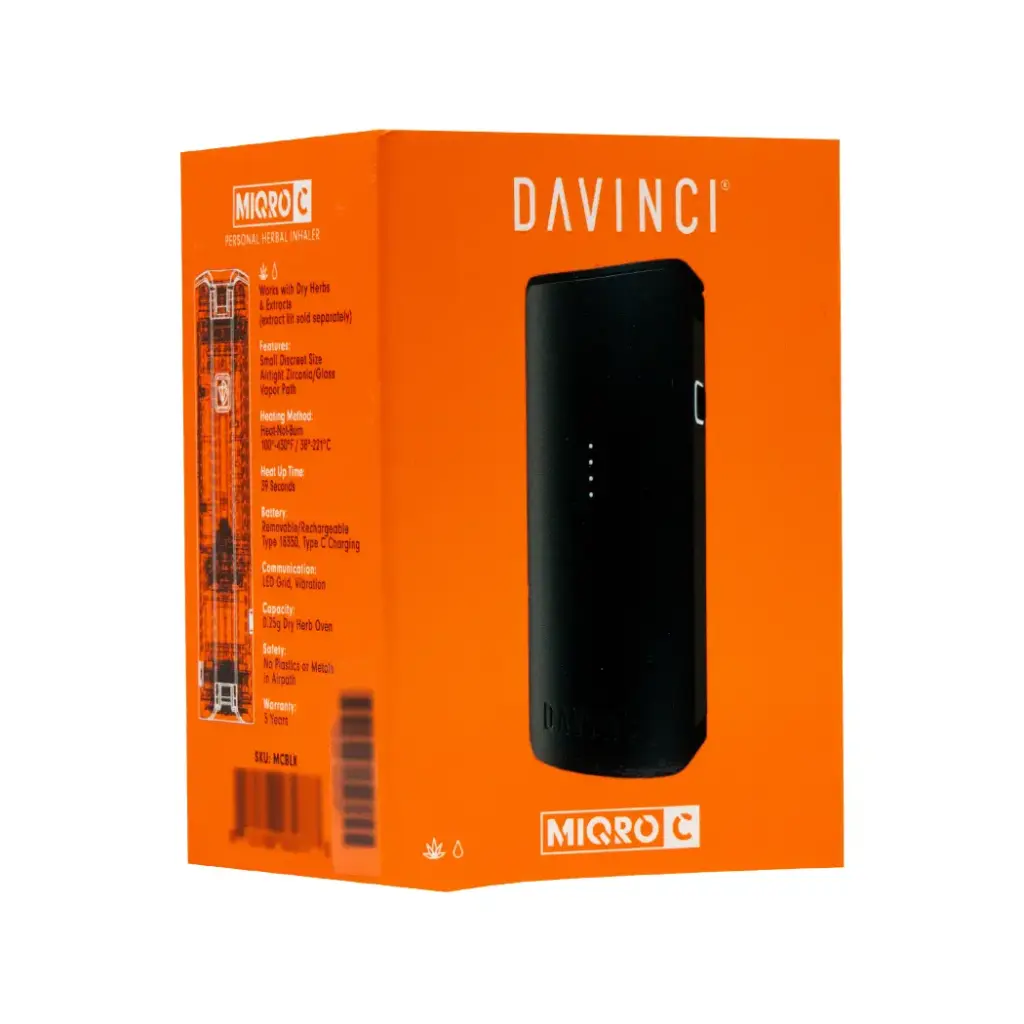 DAVINCI MIQRO-C VAPORIZER FOR DRY HERB AND CONCENTRATE BLACK 1 BOX
