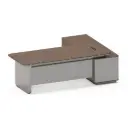 STANDARD MODERN REVERSIBLE LEFT/RIGHT WALNUT EXECUTIVE DESK WITH CORE JUNCTION BOX - PHANTOM SERIES 
